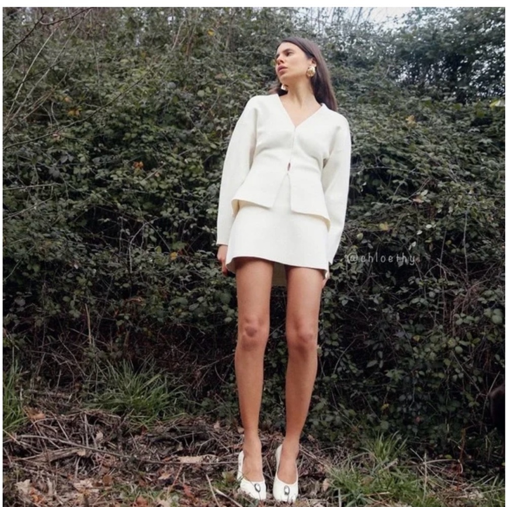 Zara ecru knit cardigan blazer XS NWT